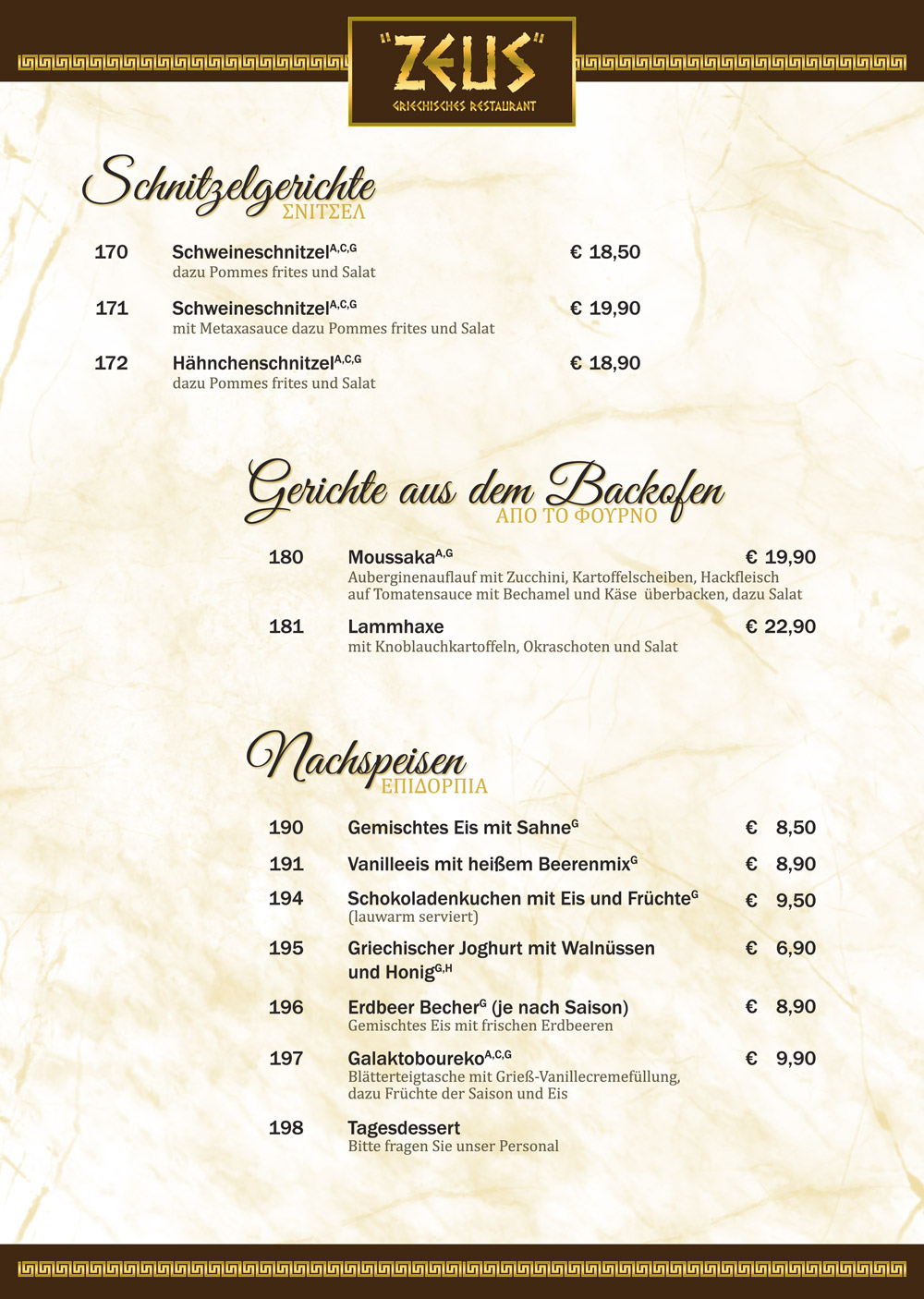 Restaurant Zeus in Karow Speisekarte 10