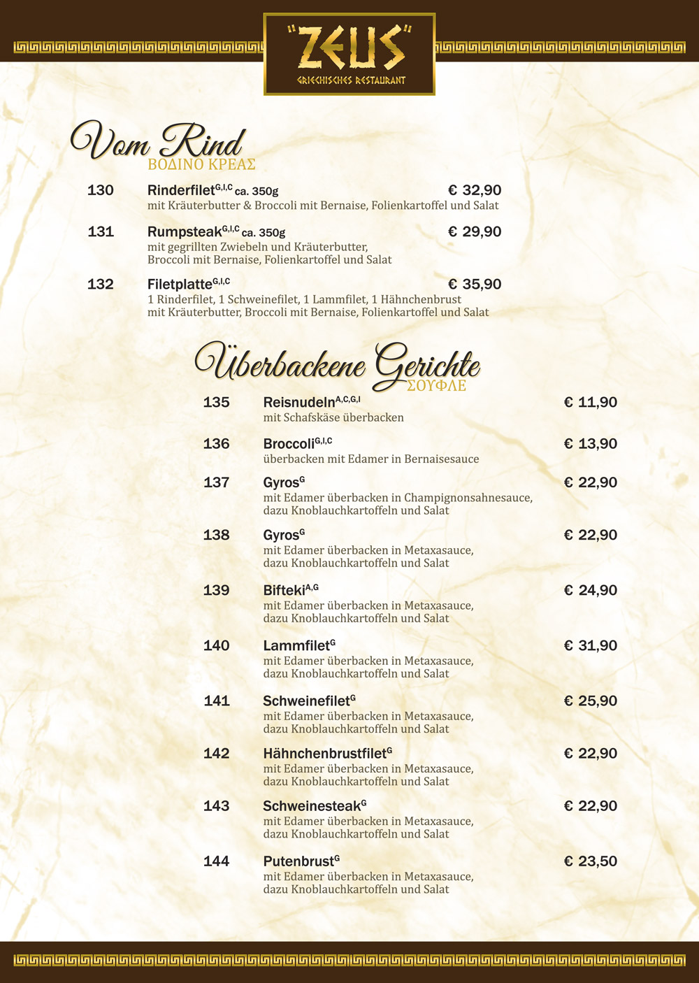 Restaurant Zeus in Karow Speisekarte 8